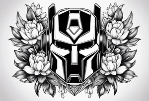 Autobot symbol with Dasiys and tulips tattoo idea