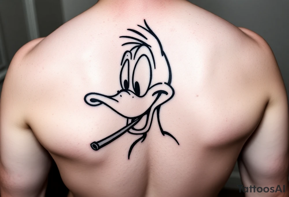 Older Daffy duck smoking a cigar tattoo idea