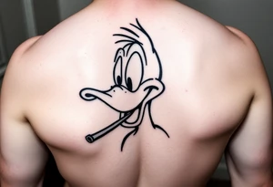 Older Daffy duck smoking a cigar tattoo idea