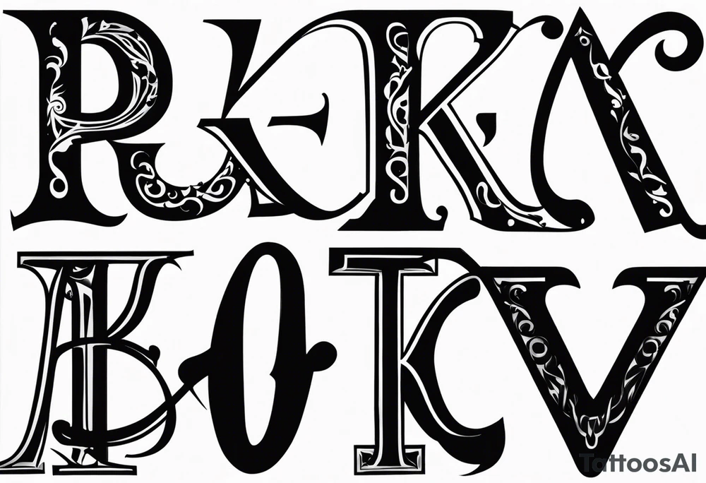 tattoo that includes the letters: A, K, E, O tattoo idea