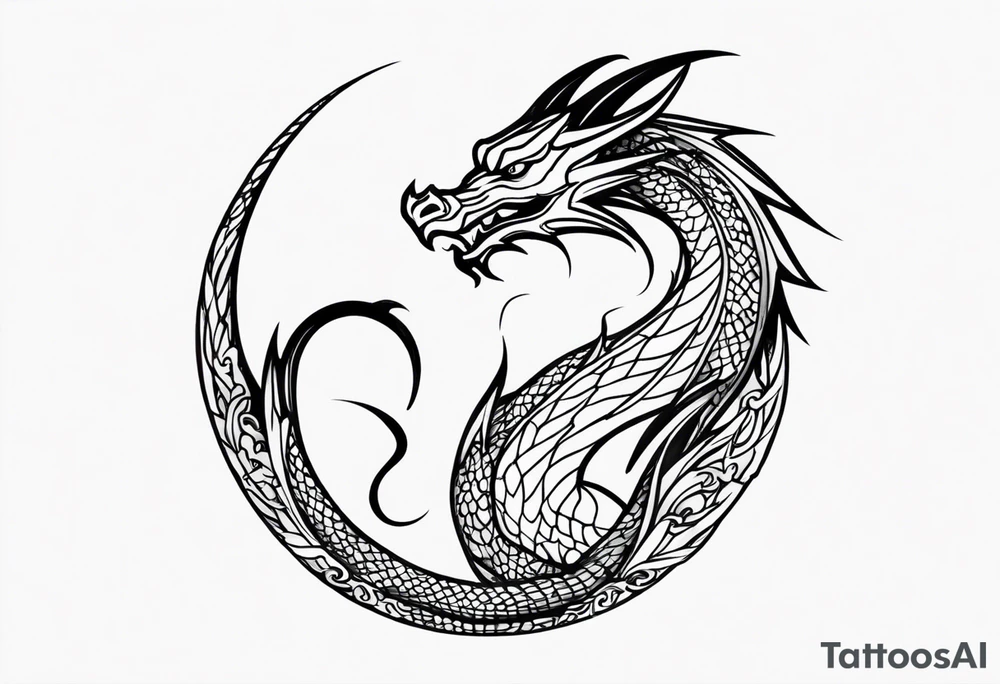 Dragon full black small tattoo idea