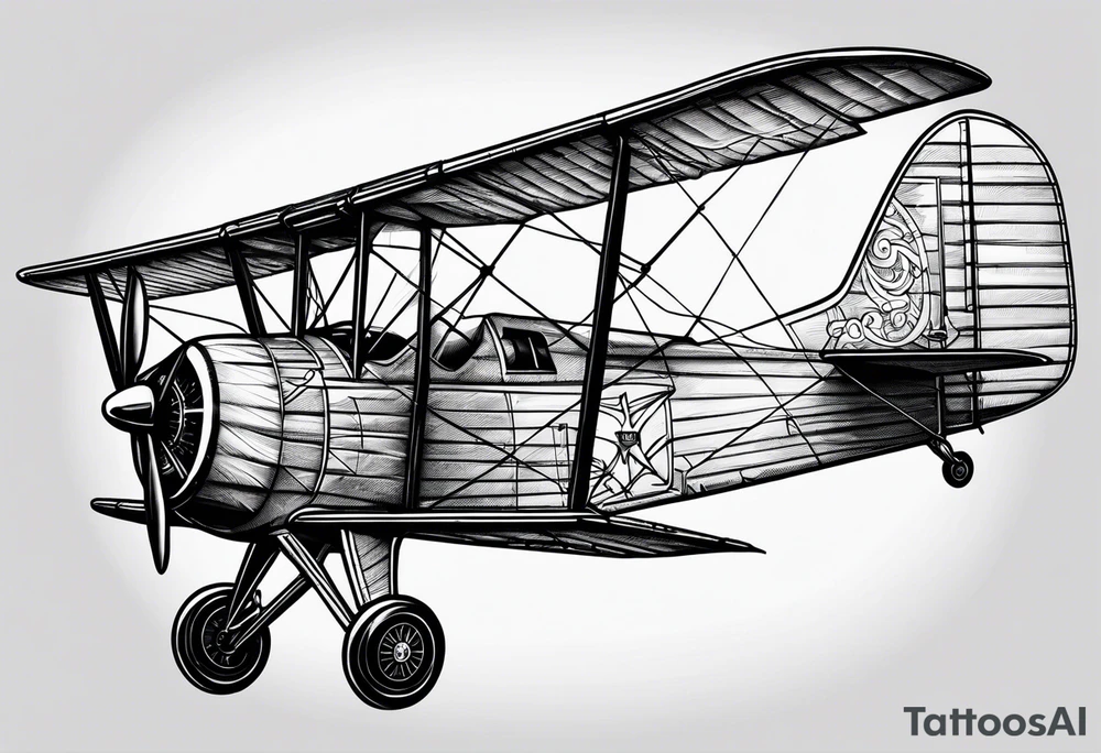sketch of adventure plane in perspective from the bottom tattoo idea