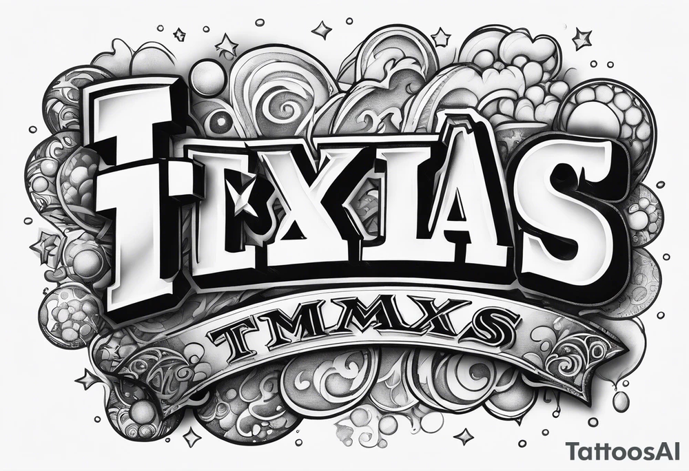 Texas Made in bubble letters tattoo idea