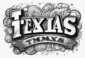 Texas Made in bubble letters tattoo idea