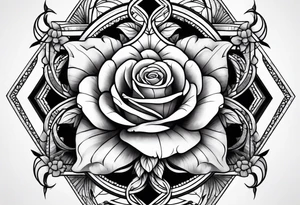 Tesseract with roses and stars tattoo idea