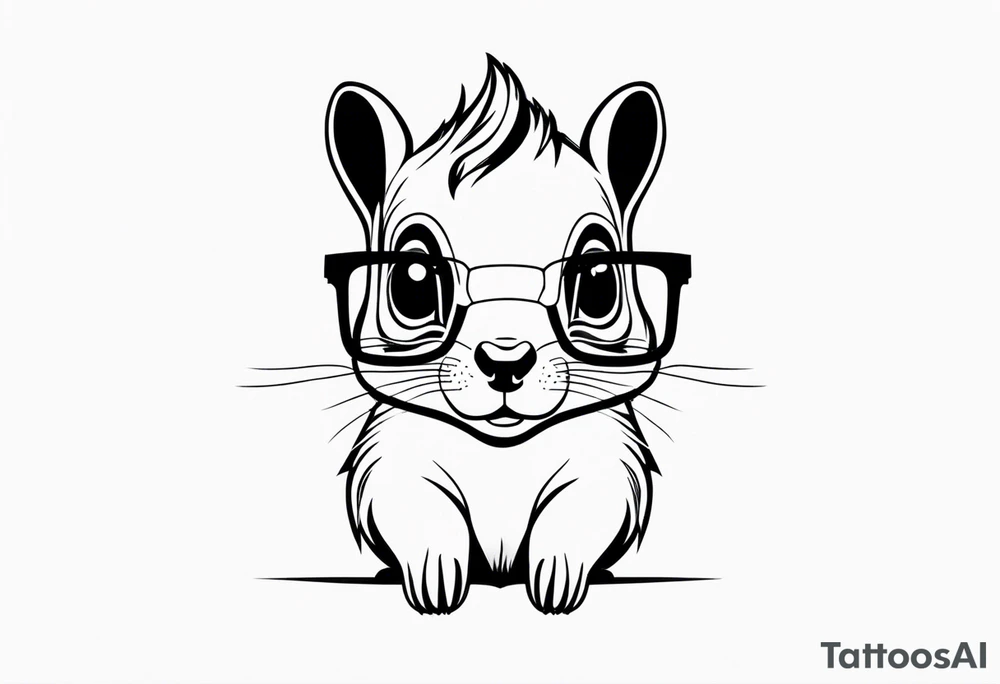 cute squirrel with glasses on tattoo idea