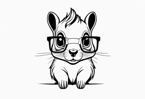 cute squirrel with glasses on tattoo idea