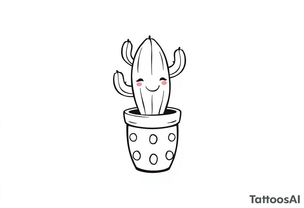 Cutesy smiley Cactus in a pot tattoo idea
