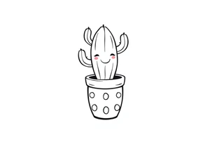 Cutesy smiley Cactus in a pot tattoo idea