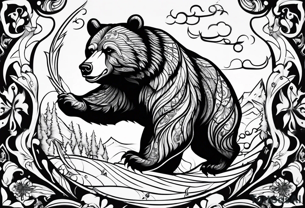 Bear casting spell tattoo idea