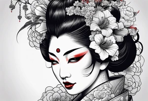geisha pulling off hannya mask tattoo idea