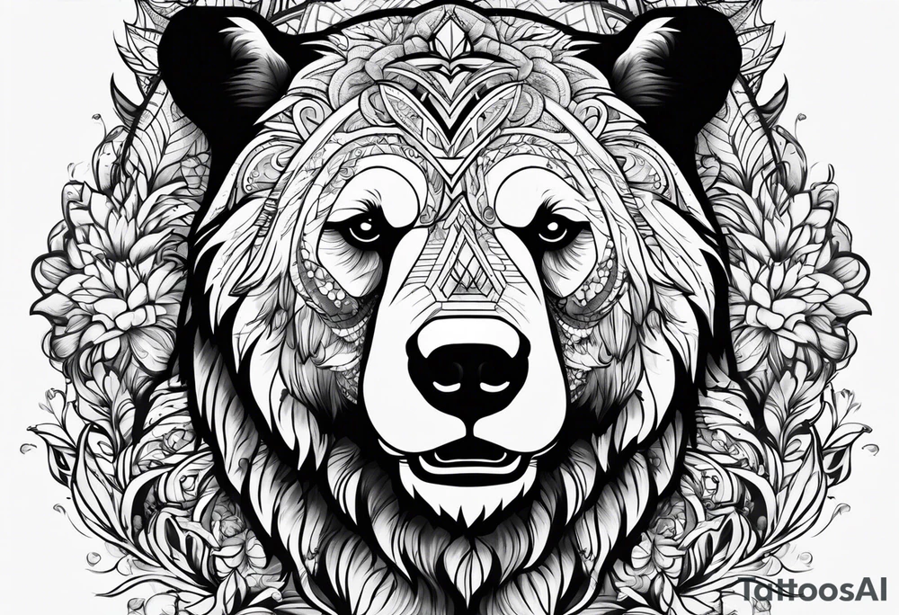 Bear face tattoo idea