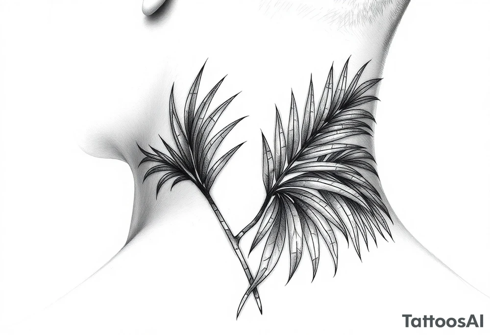 large woven palm leaves tattoo idea
