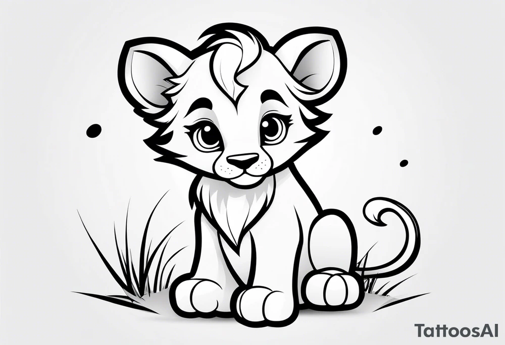 super cute minimal cartoon lion cub tattoo idea