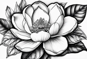 Initials R, E and J incorporated into a magnolia tattoo idea