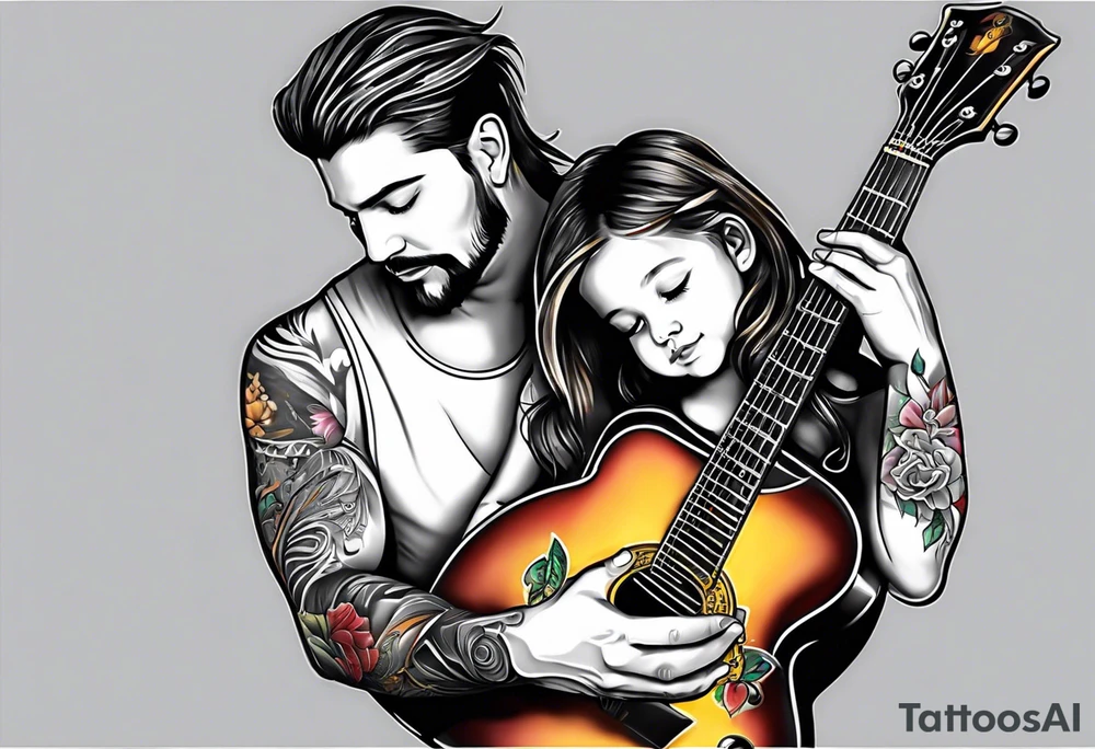 Father and child guitar tattoo idea