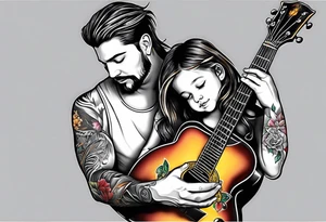 Father and child guitar tattoo idea
