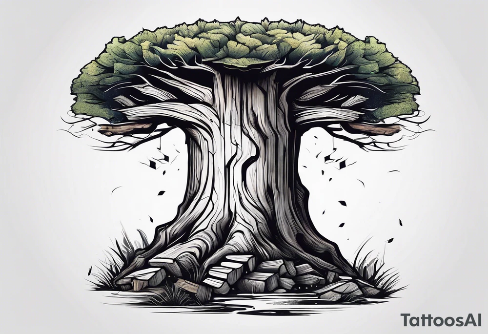 a tree stump with growth rings tattoo idea