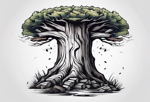 a tree stump with growth rings tattoo idea