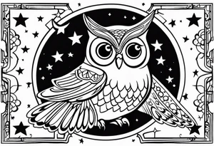 Owl
 butterfly stars tattoo idea