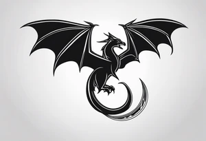 Silhouette modernist minimal soft wyvern tattoo idea