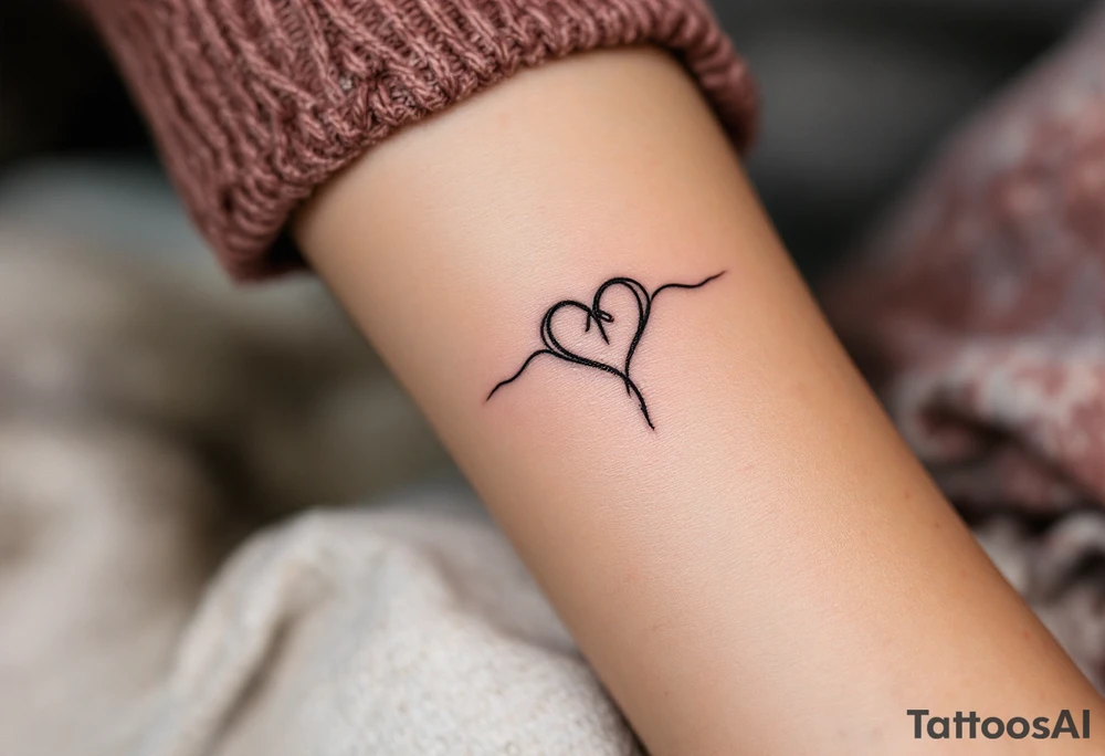 symbol for love rune carved with sharp, clean lines tattoo idea