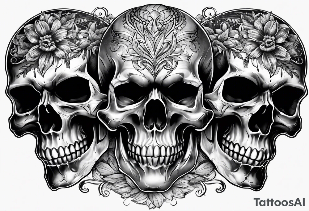 three skulls tattoo idea