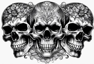 three skulls tattoo idea