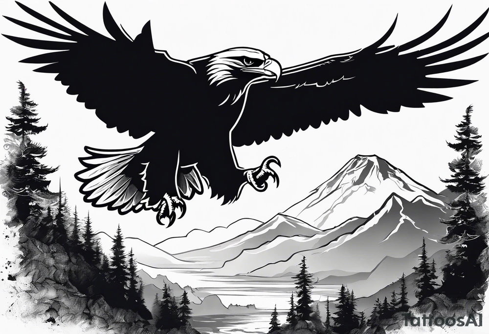 eagles in flight silhouette without any other imagery tattoo idea
