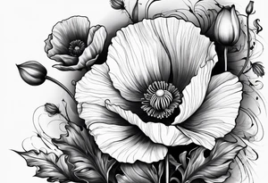 Poppy flowers with Lee Braddock written under it tattoo idea