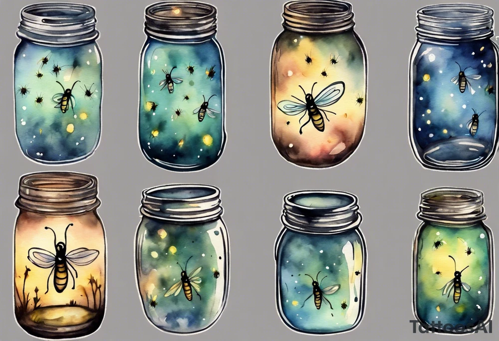 Fireflies coming out of a mason jar tattoo idea