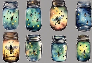 Fireflies coming out of a mason jar tattoo idea