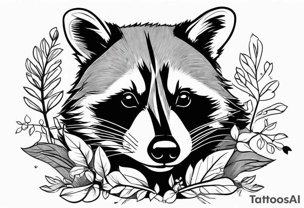 Raccoon in nature tattoo idea