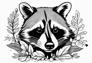 Raccoon in nature tattoo idea