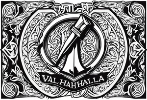 Valhalla sword shield fire axe tattoo idea