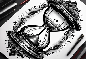 Hour glass with cosmic dust exploding from each side. Long tattoo to fit on the forearm tattoo idea