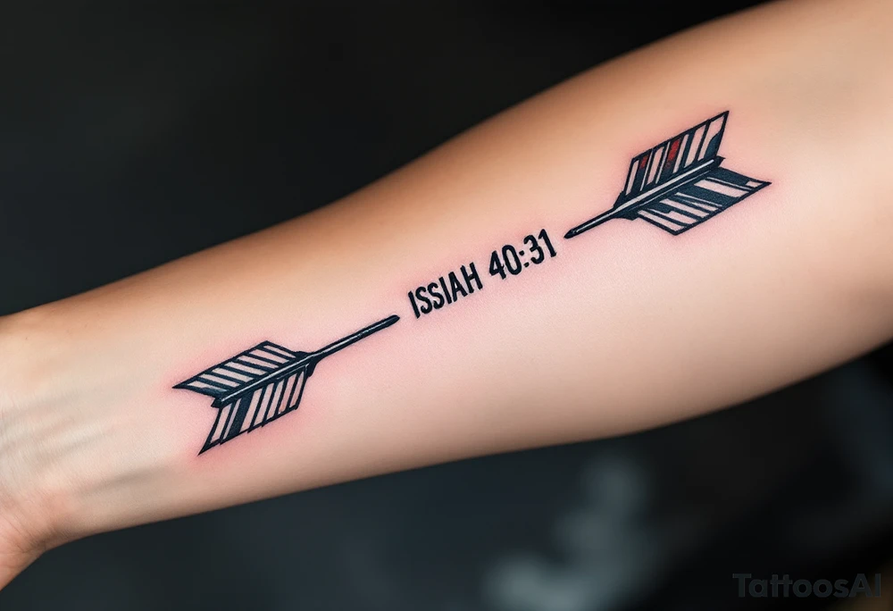 japanese arrow saying "Isaiah 40:31" tattoo idea