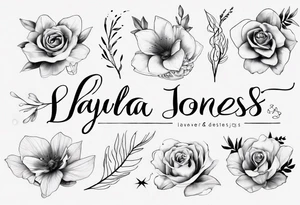 Fine line and script fonts. 
Layla Jones
 4-ever and always tattoo idea