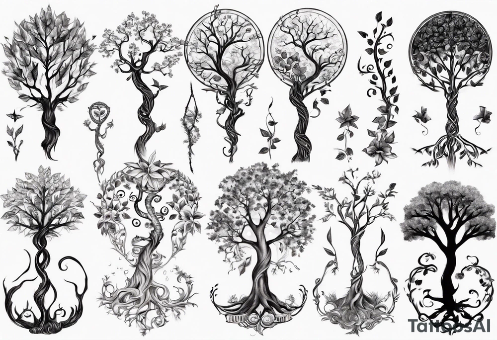 Tree of life long stem tattoo idea