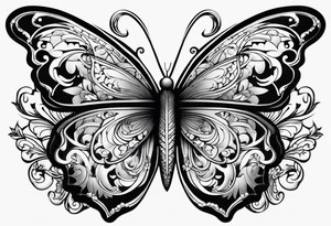word N and S with butterfly tattoo idea
