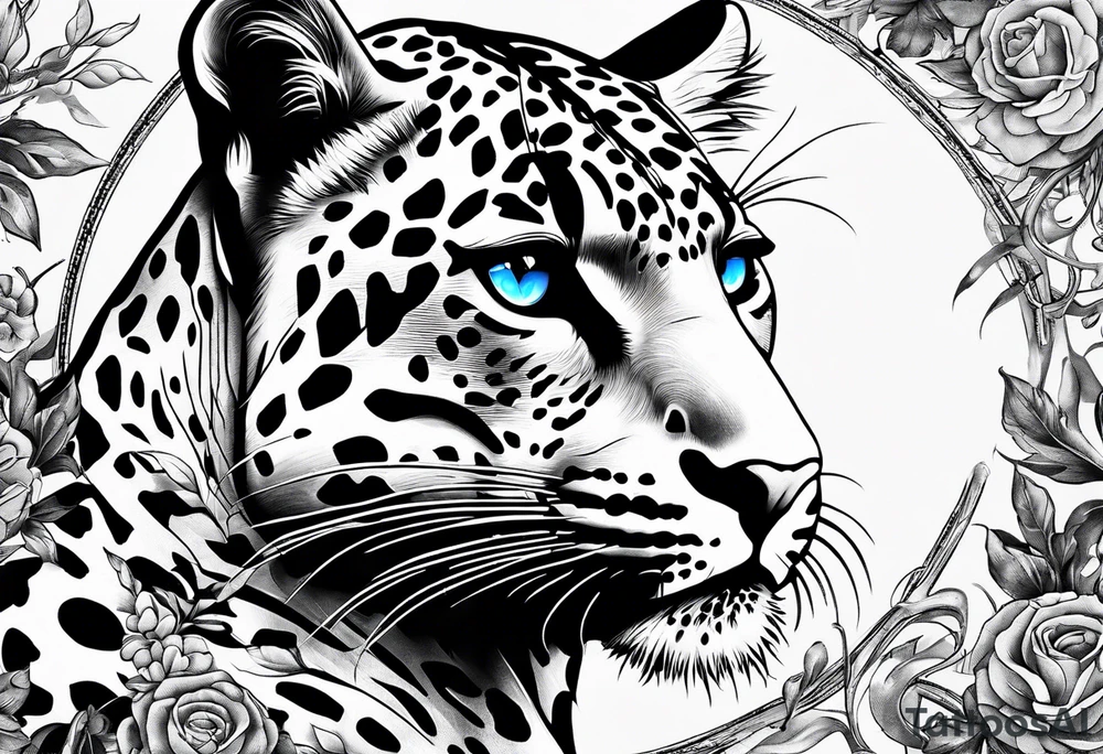 you leopard with blue eyes walking in a nautical setting tattoo idea you leopard with blue eyes walking in a nautical setting tattoo idea