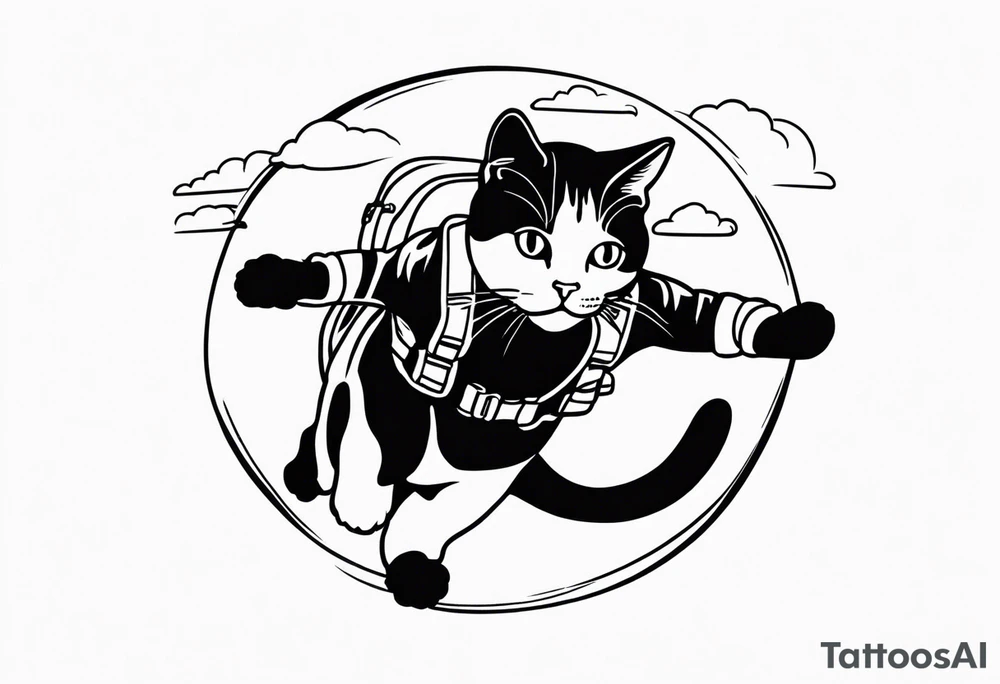 a cat going skydiving tattoo idea