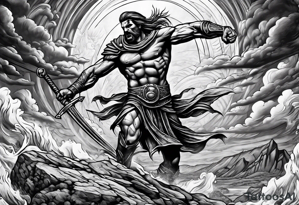 Spartan Warrior trampling the weak and hurdling the dead tattoo idea
