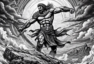 Spartan Warrior trampling the weak and hurdling the dead tattoo idea