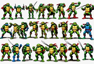 teenage mutant ninja turtles fighting sleeve tattoo idea
