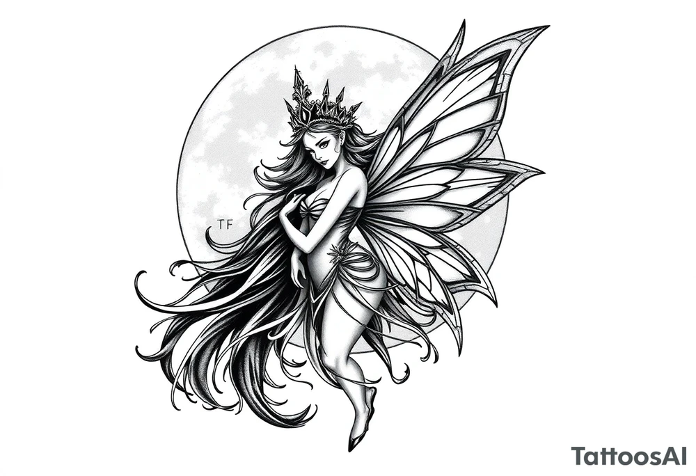 Fairy queen titania under the moon tattoo idea