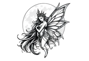 Fairy queen titania under the moon tattoo idea