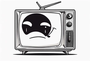 retro television set character with a sad crying face tattoo idea