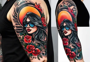 Music inspired tattoo arm sleeve tattoo idea