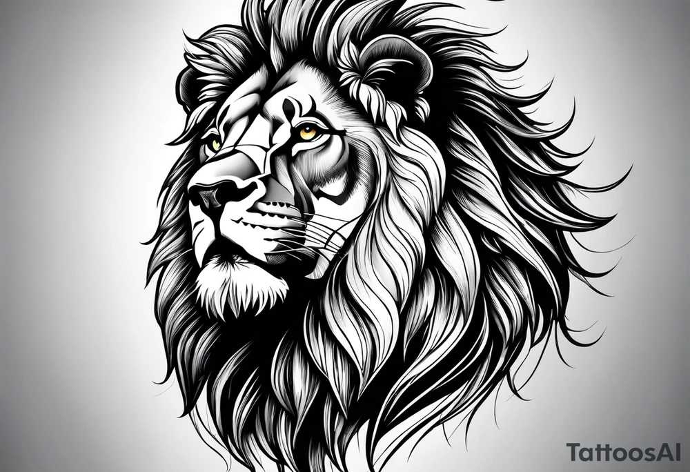 powerful majestic lion, close-up tattoo idea